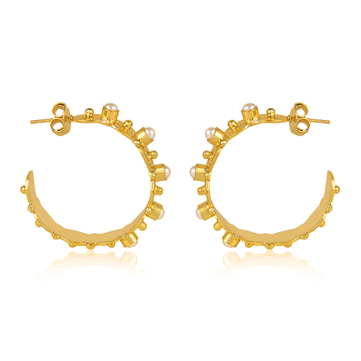 Honeysuckle Hoop Earrings - Pearl - Shop Avnu