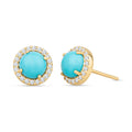 Reed 14K Gold Turquoise Stud Earrings with White Diamonds - Shop Avnu