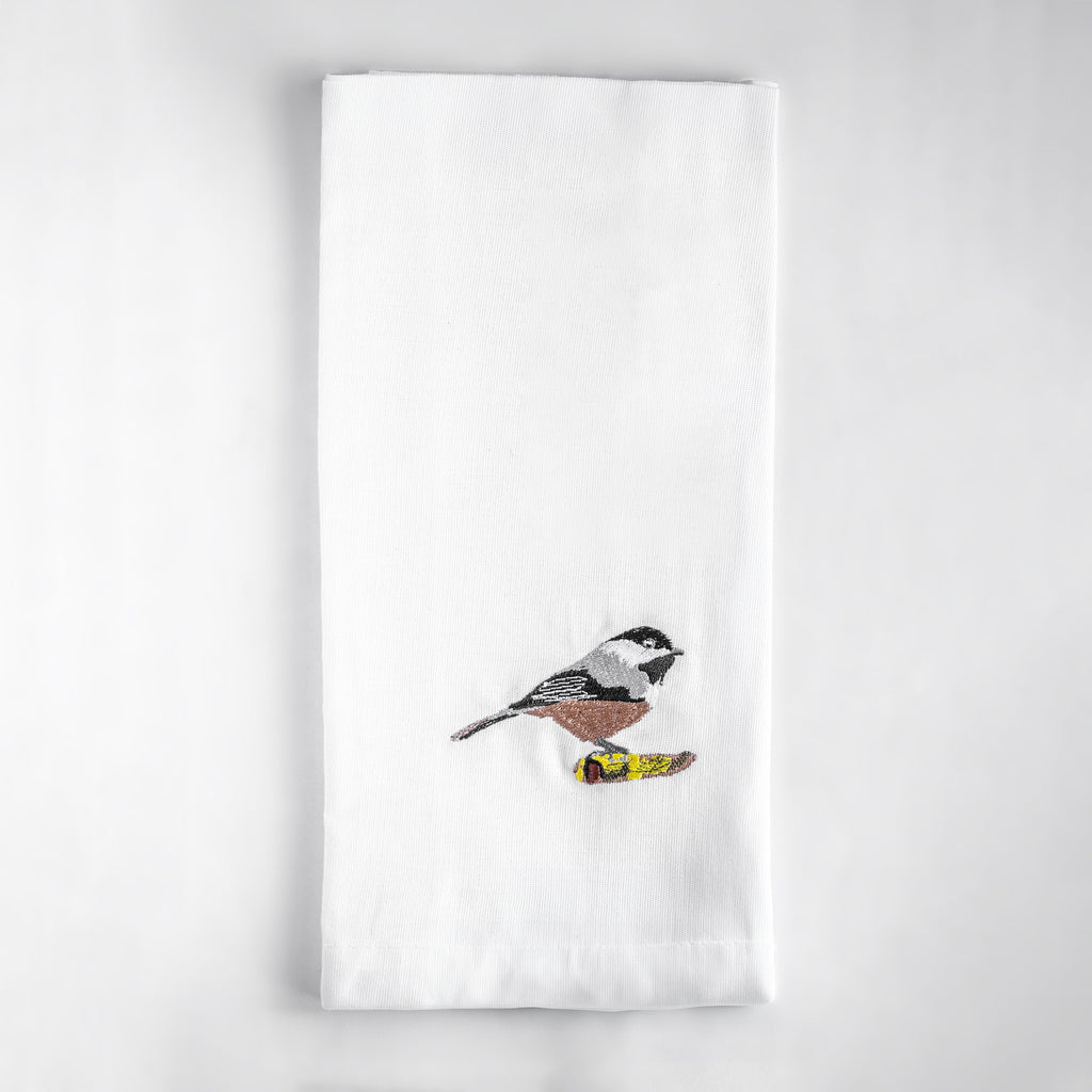 100% Cotton Tea Towels with Bird Embroidery - Kitchen Towels