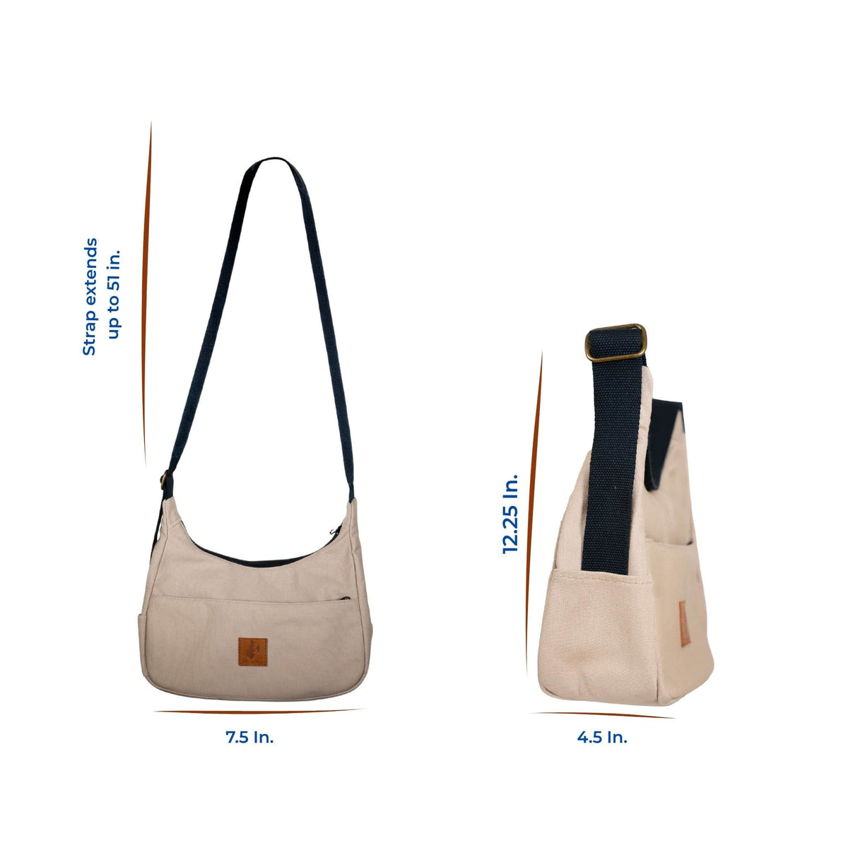 Crossbody Crescent Bag - Canvas Shoulder Bag for Women