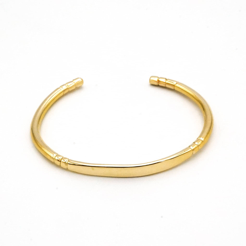 C-Shaped Open Cuff Brass Bracelet for Women - Dhahabu