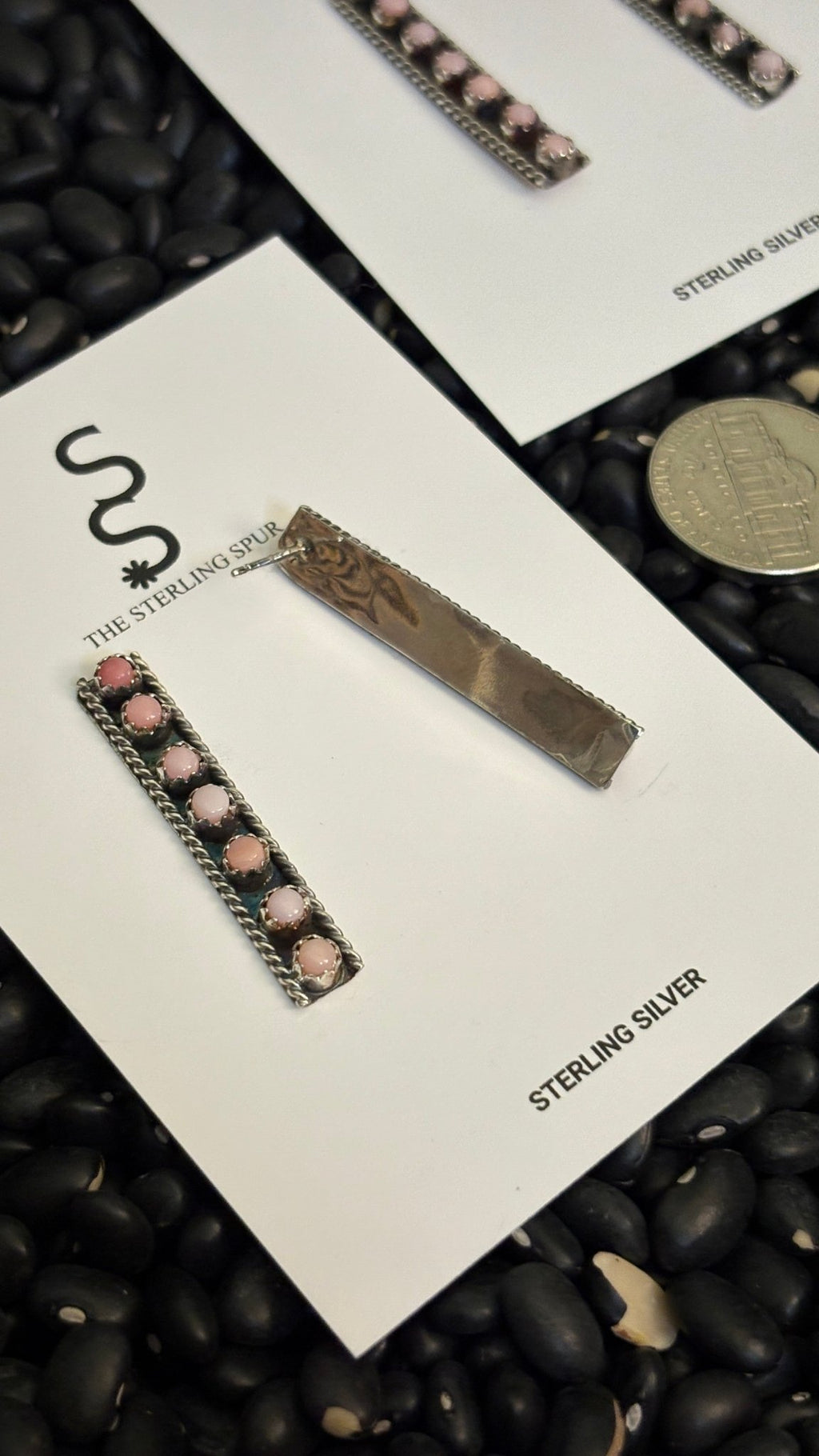 7 STONE PINK CONCH BAR EARRINGS BY ESTHER WHITE - Shop Avnu