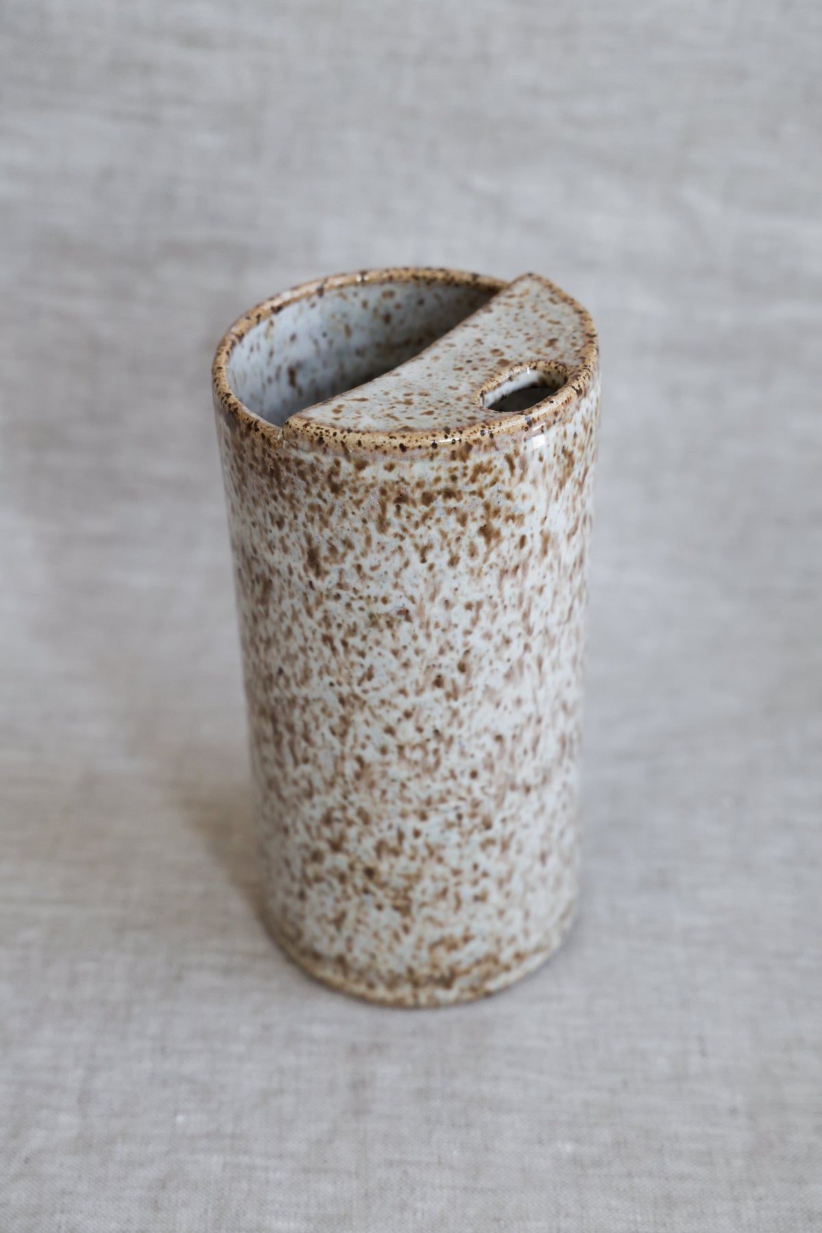 Travel Cup, To Go cup, On The Go Cup, Ceramic Travel Mug, Mustache Saver,  Handmade Pottery, Speckled White Travel Mug