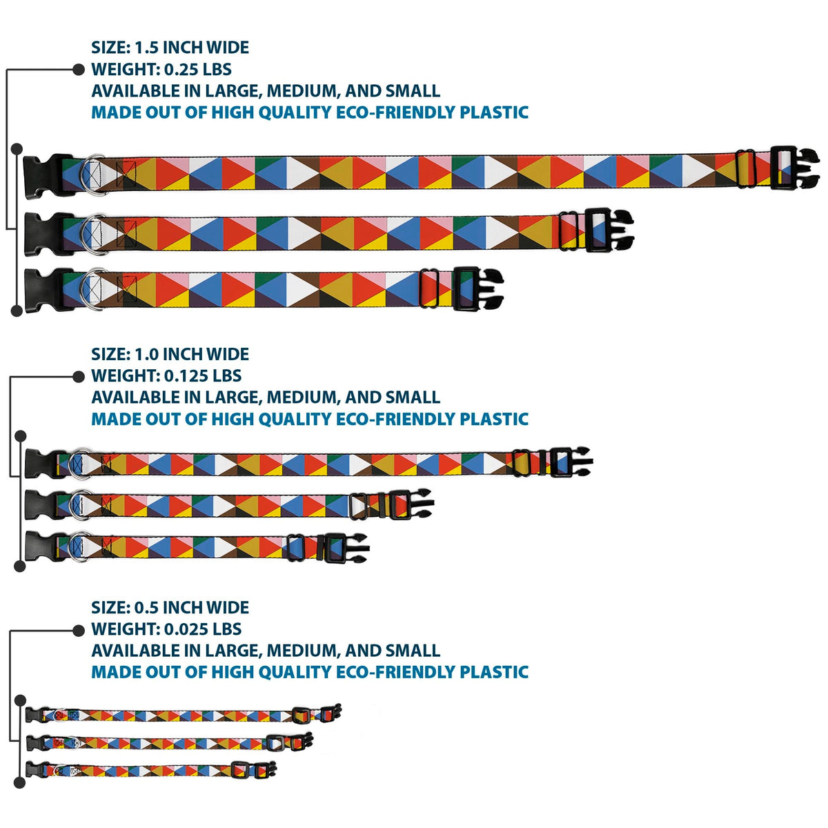 Plastic Clip Collar - Geometric Triangle Blocks Multi Color