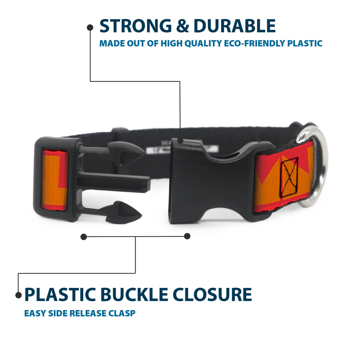 Plastic Clip Collar - BUCKLE-DOWN Shapes Red/Orange
