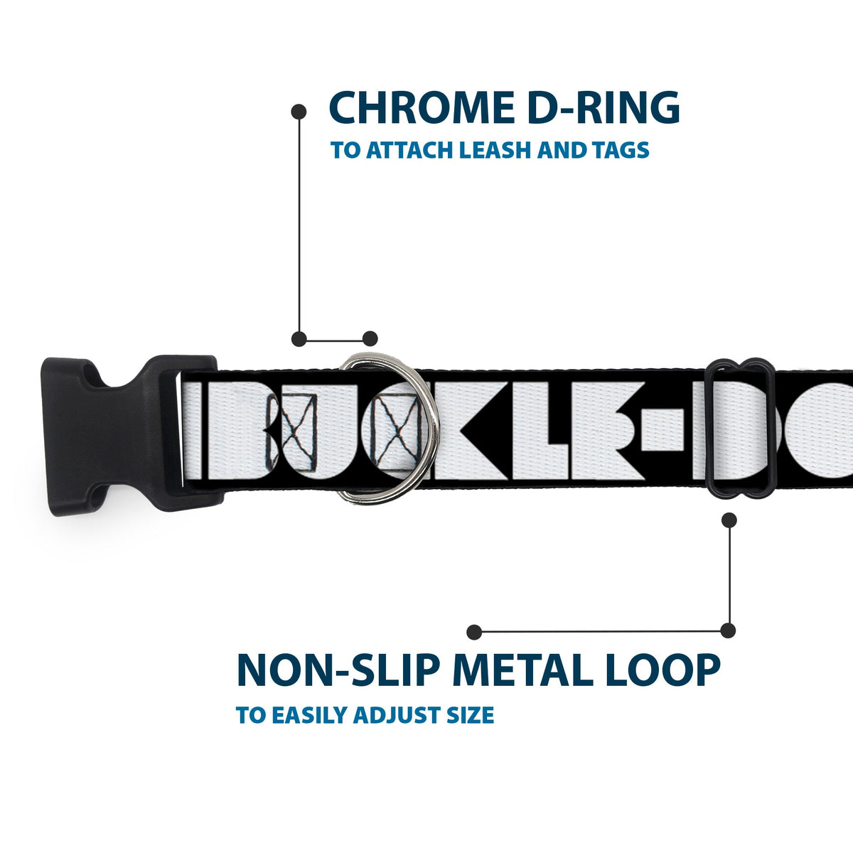 Plastic Clip Collar - BUCKLE-DOWN Shapes Black/White