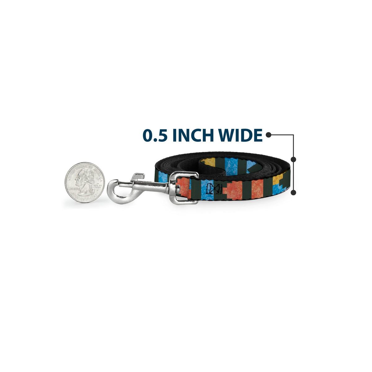 Dog Leash - Geometric8 Charcoal/Orange/Gold/Blue