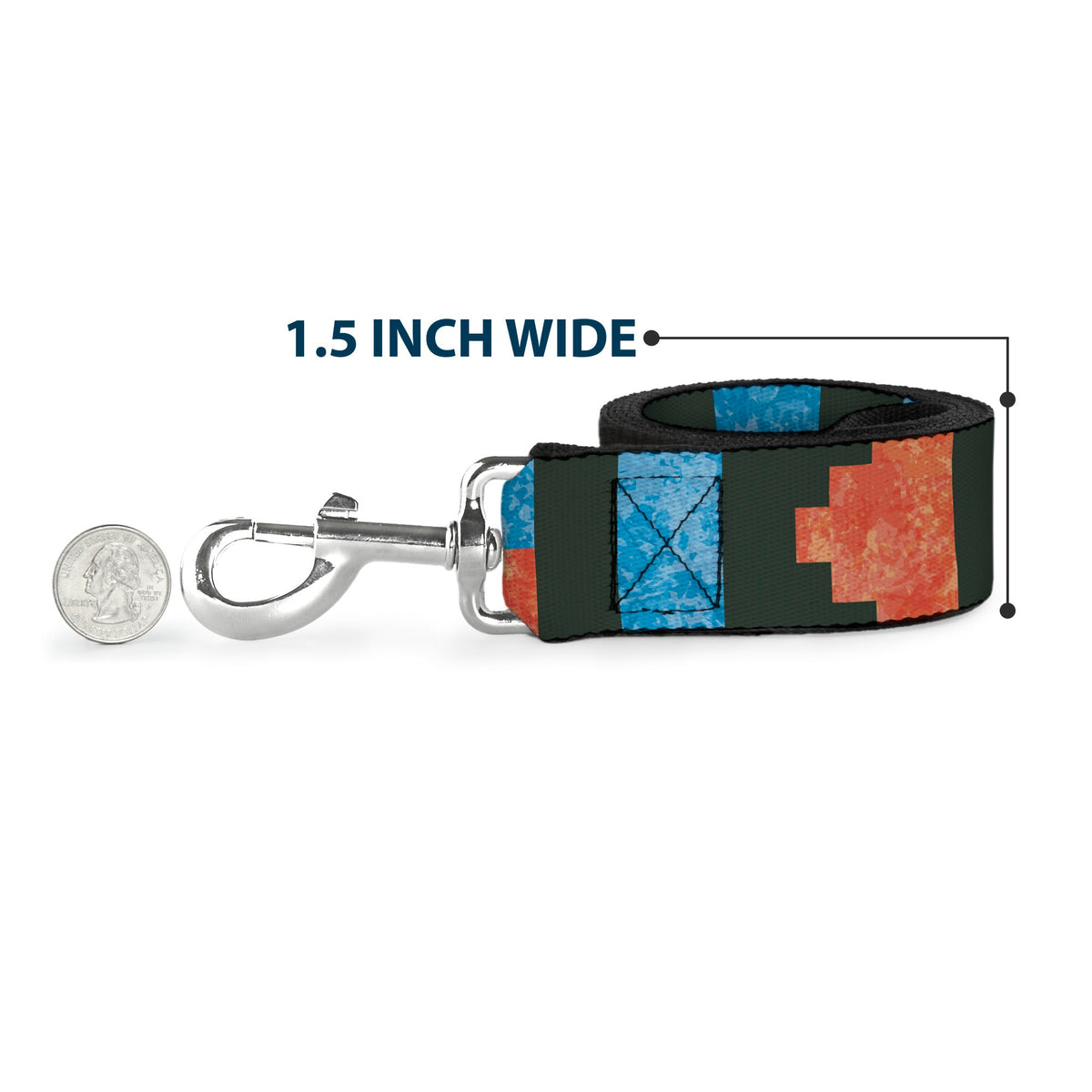 Dog Leash - Geometric8 Charcoal/Orange/Gold/Blue