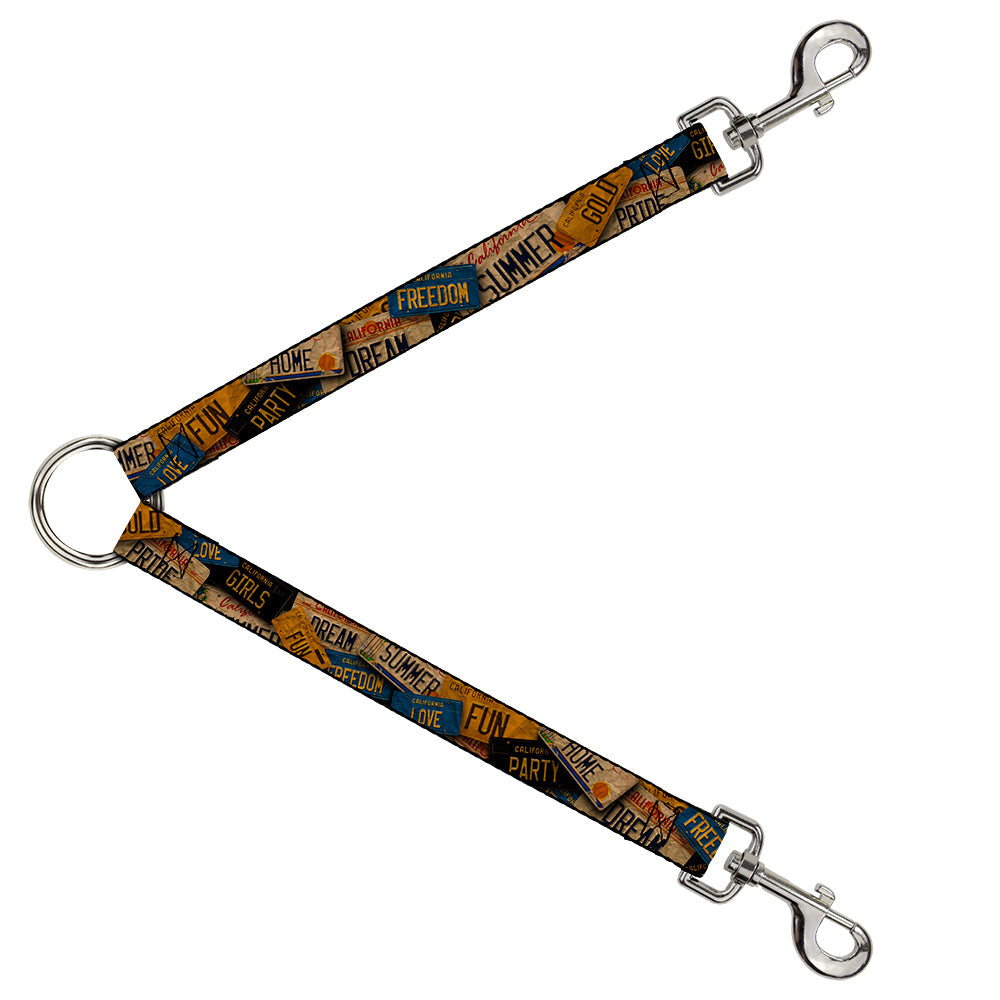 Dog Leash Splitter - Cali License Plates Stacked Vintage