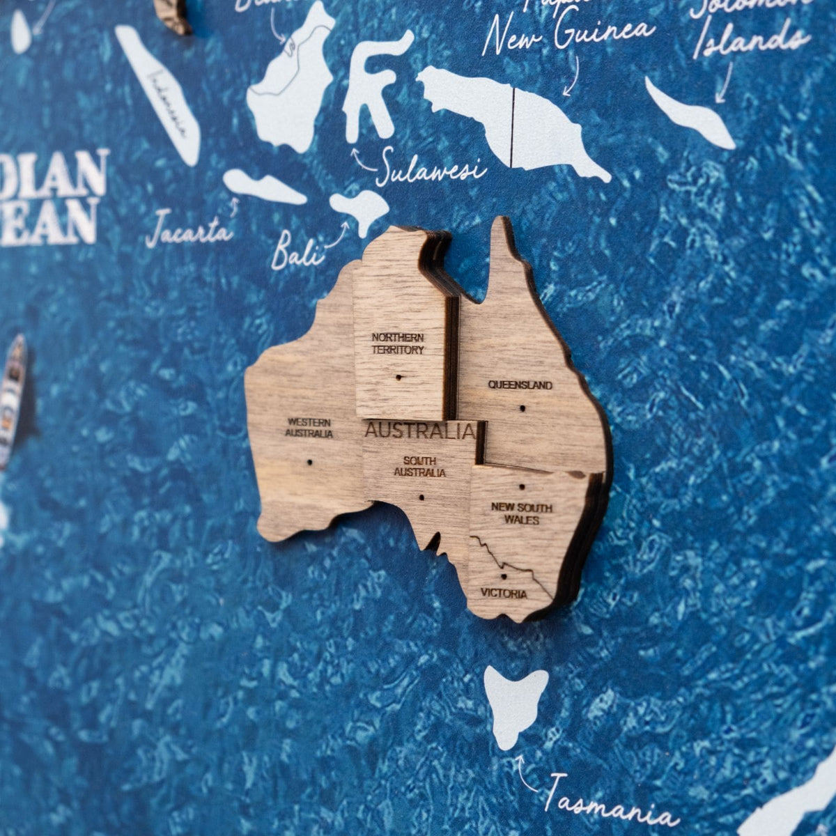 3D Wooden Panel World Map Terra