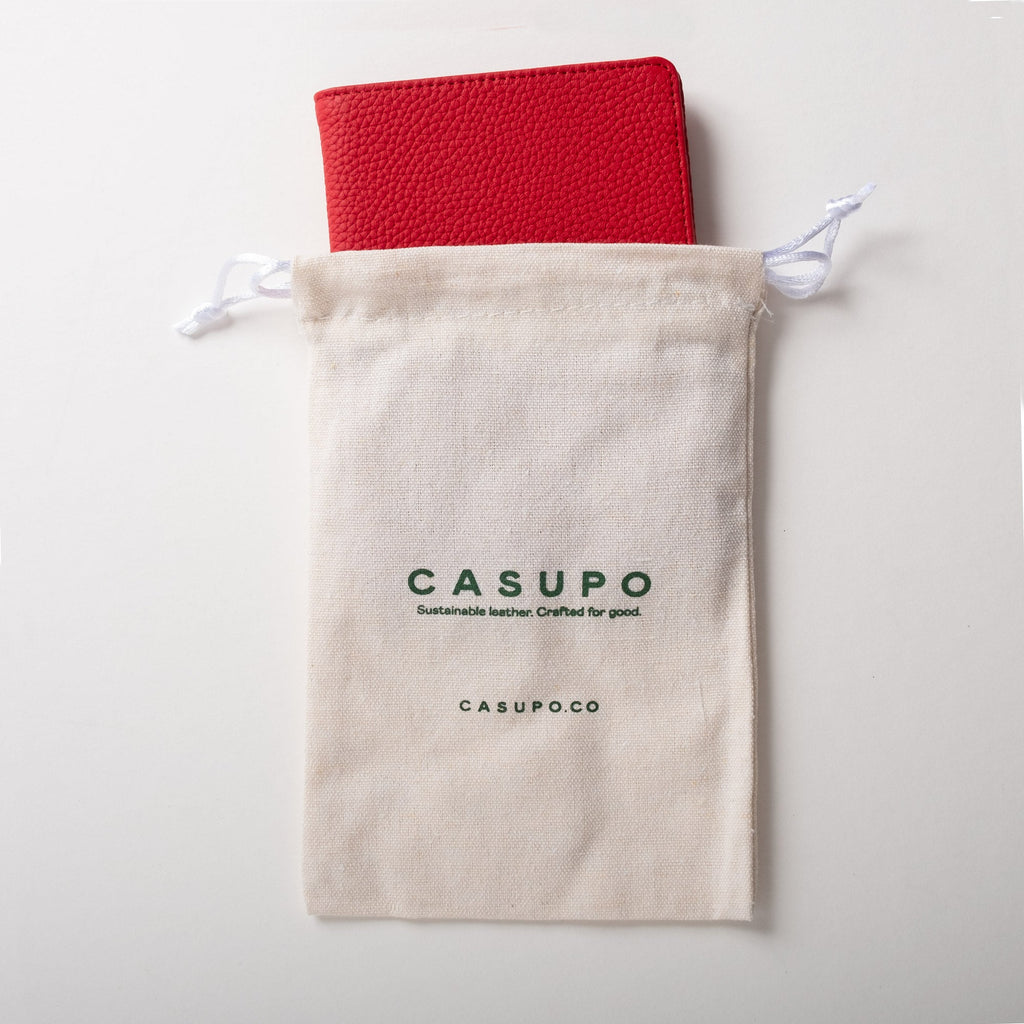 Leather Passport Wallet with RFID - Red