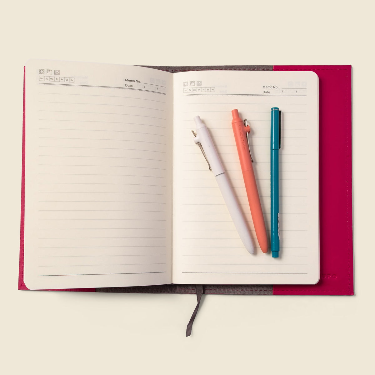 Refillable A5 Leather Notebook Cover – Pink