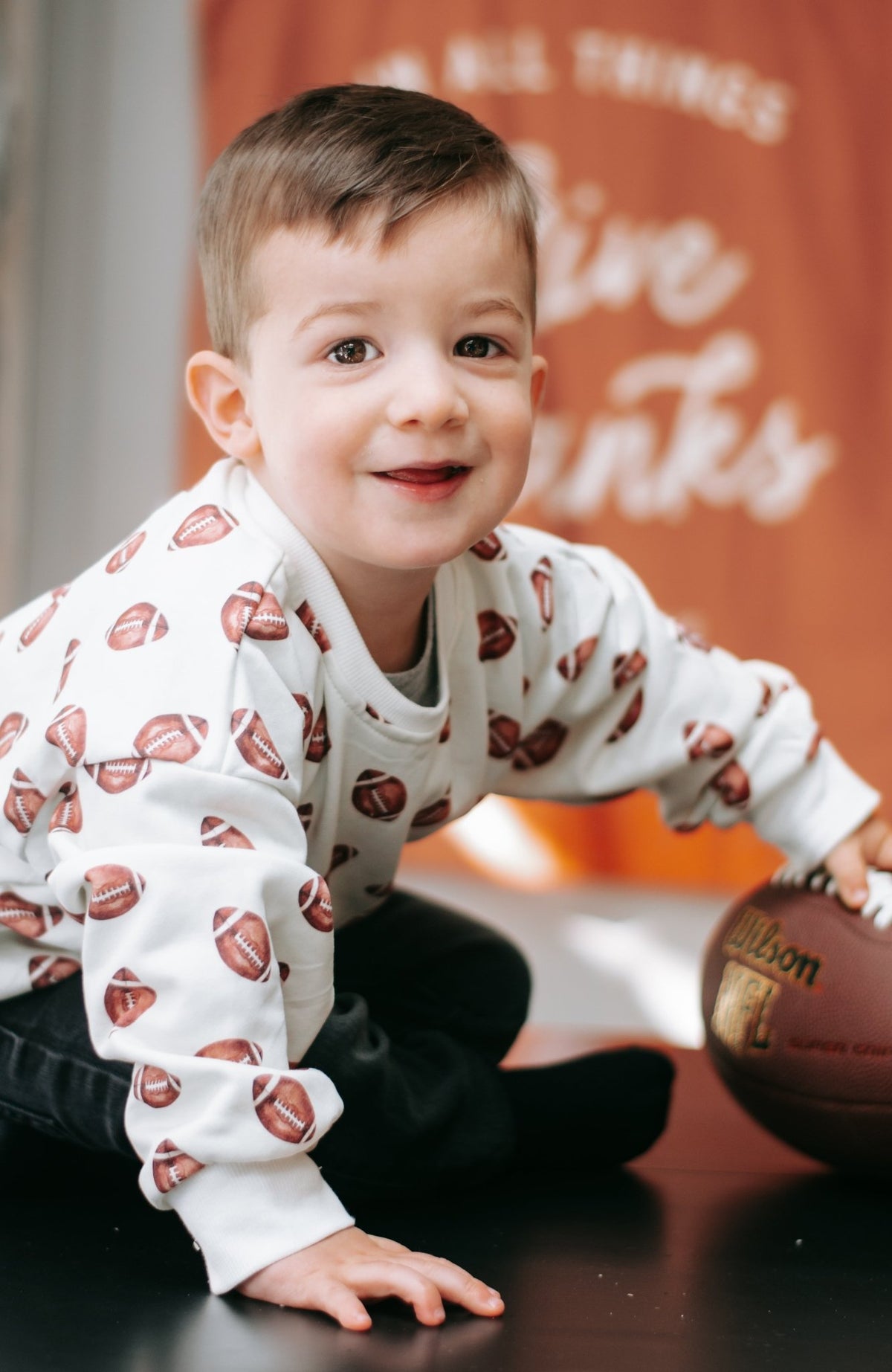 Football Print Crewneck Sweatshirt - Shop Avnu