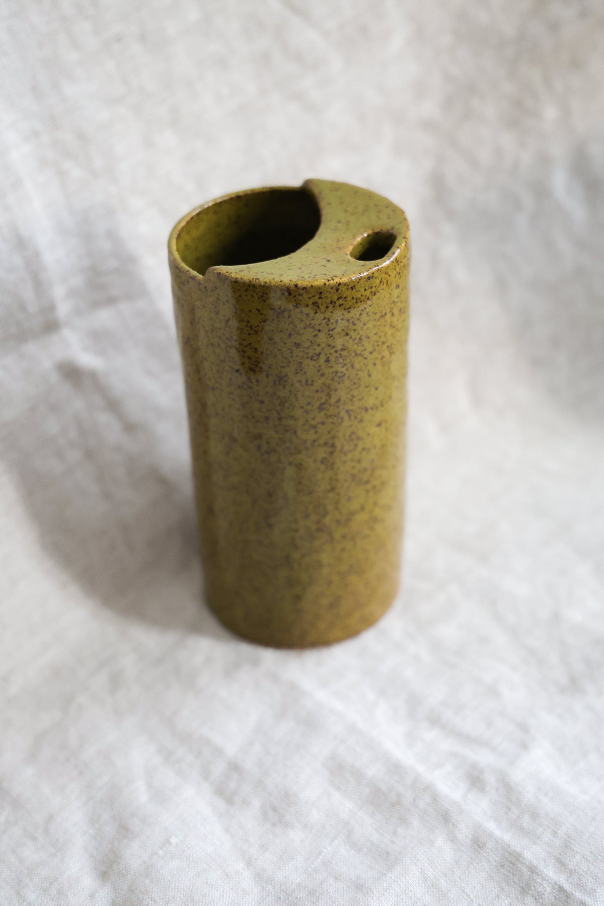 Olive Green Crescent Moon Top Travel Mug, Travel Tumbler, Ceramic Stoneware Hand Thrown in Maine 14-16oz