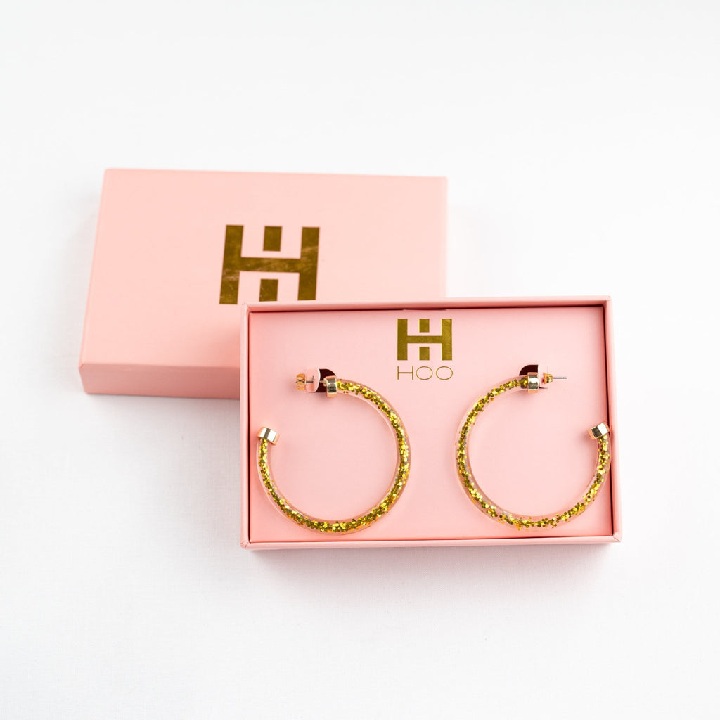 Gold Glitter Hoop Earrings - Shop Avnu