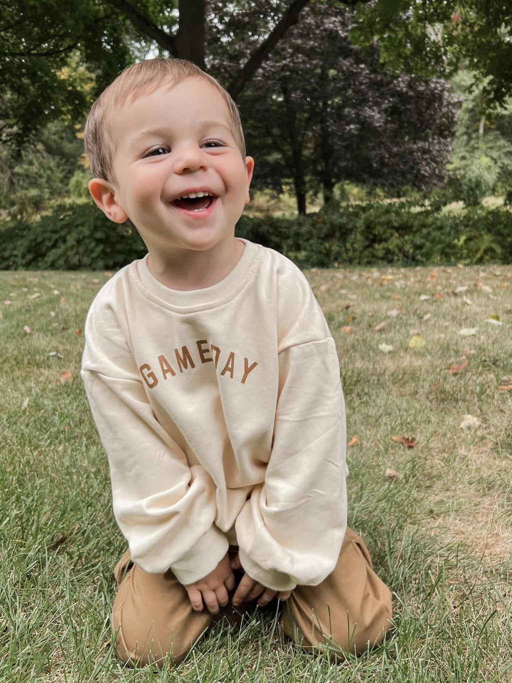 Cream ‘Gameday’ Crewneck Sweatshirt - Shop Avnu