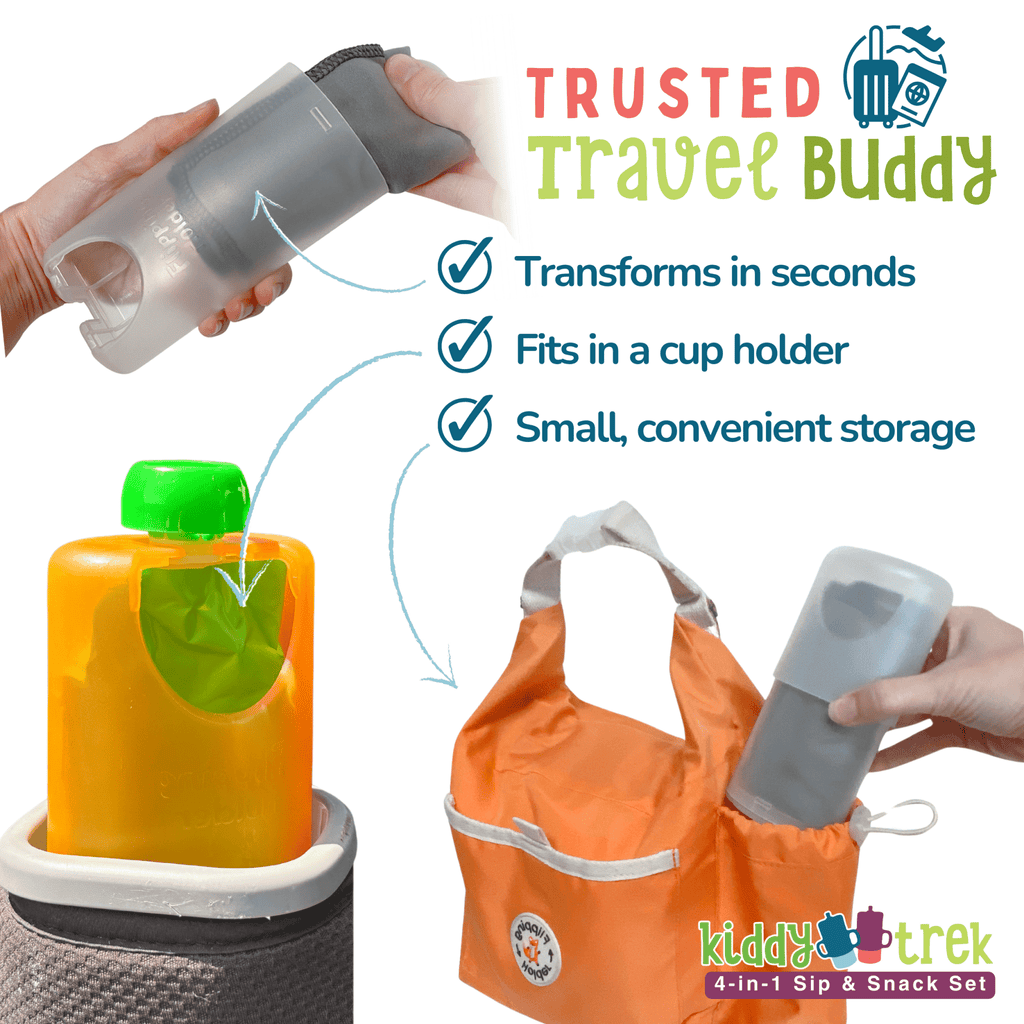 KiddyTrek 4 - in - 1 Sip & Snack Set - Food Pouch & Juice Box Holder, Snack Cup, Sip Cup ALL IN ONE - Shop Avnu