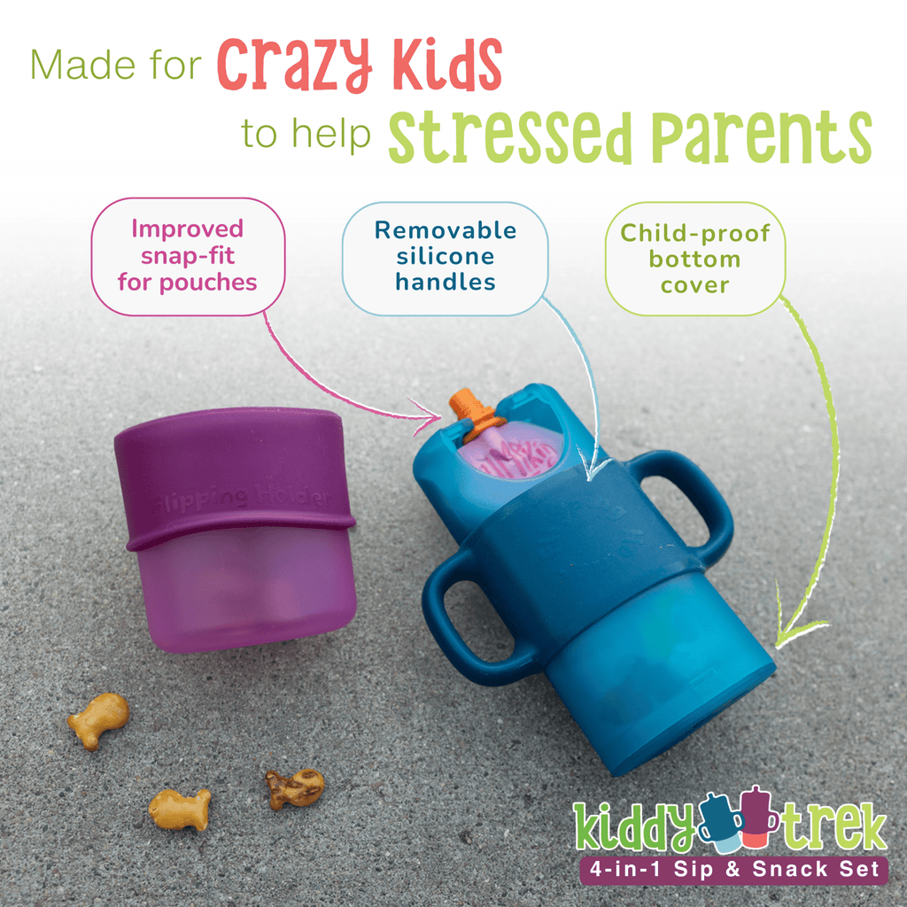 KiddyTrek 4 - in - 1 Sip & Snack Set - Food Pouch & Juice Box Holder, Snack Cup, Sip Cup ALL IN ONE - Shop Avnu