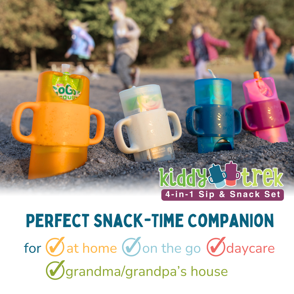 KiddyTrek 4 - in - 1 Sip & Snack Set - Food Pouch & Juice Box Holder, Snack Cup, Sip Cup ALL IN ONE - Shop Avnu