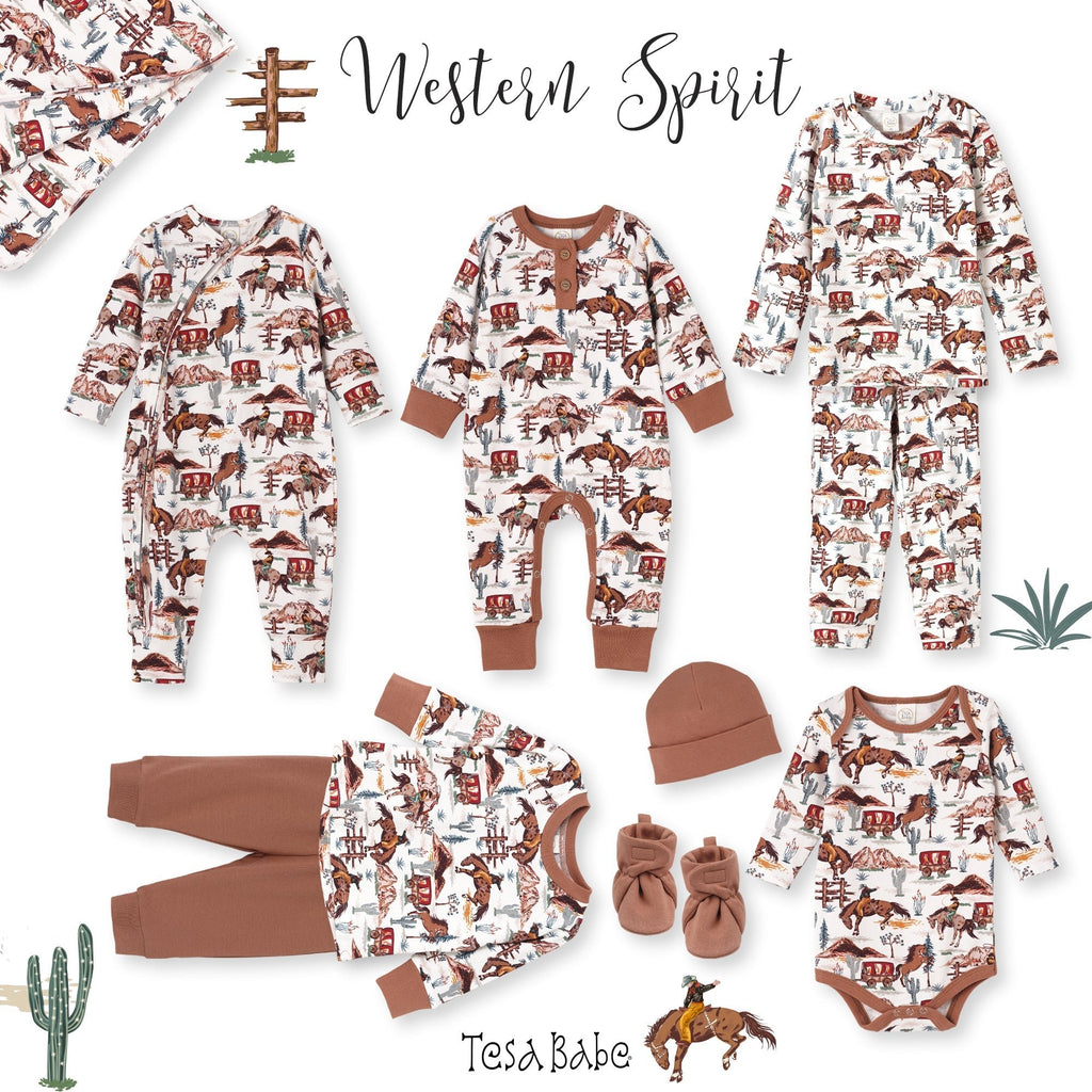 Cowboy Baby Zipper Romper - Bamboo Western Spirit Outfit - Shop Avnu