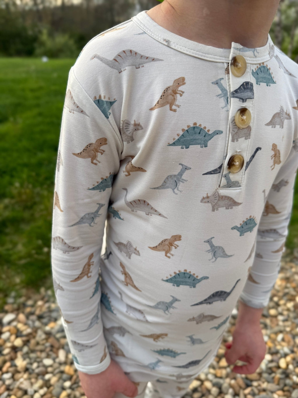 Snugglesaurus 2pc Henley Bamboo Pajamas - Sizes Newborn & Up! - Shop Avnu
