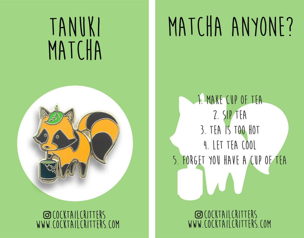 Tanuki x Matcha Tea Pin - Shop Avnu