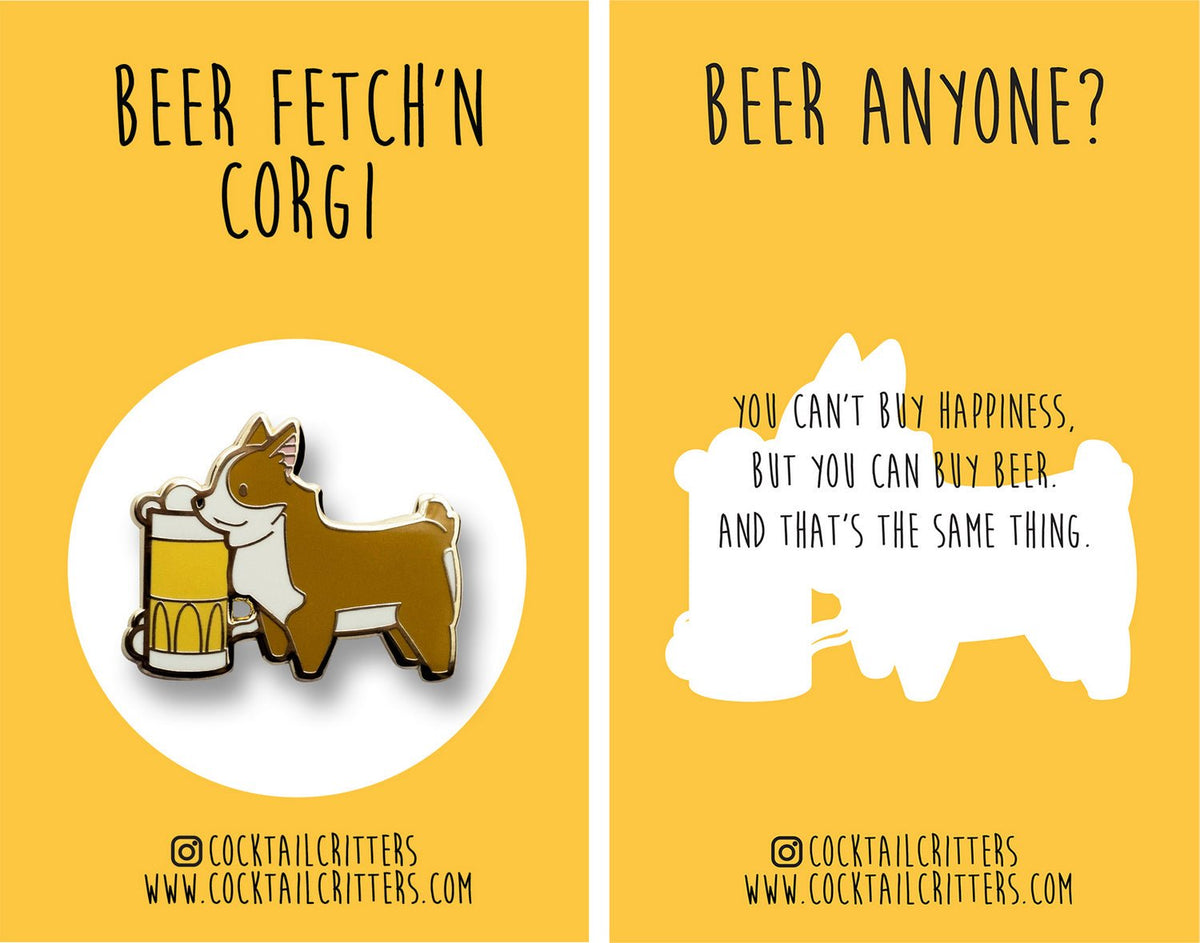 Corgi x Beer Pin - Shop Avnu