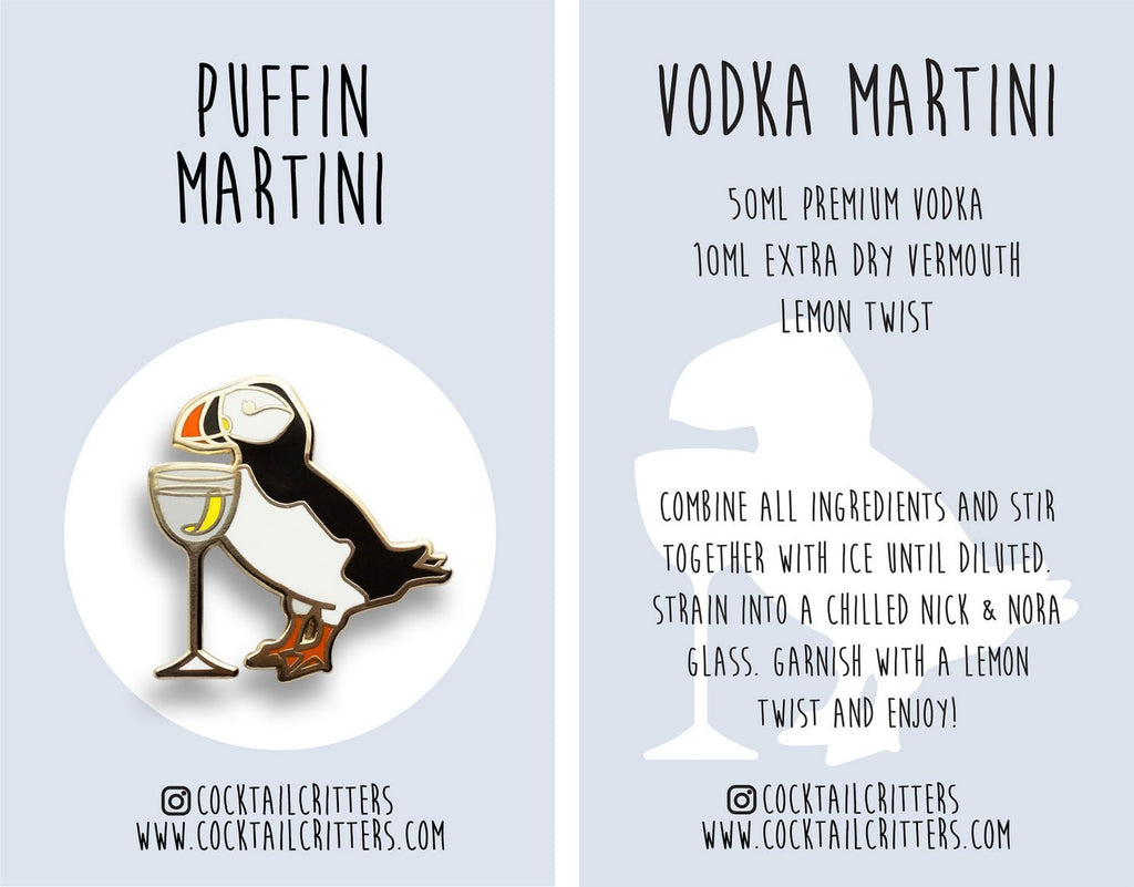 Puffin x Vodka Martini Pin - Shop Avnu