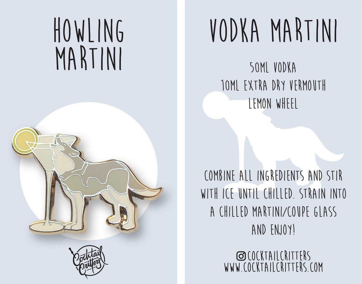 Howling Wolf x Vodka Martini Pin - Shop Avnu