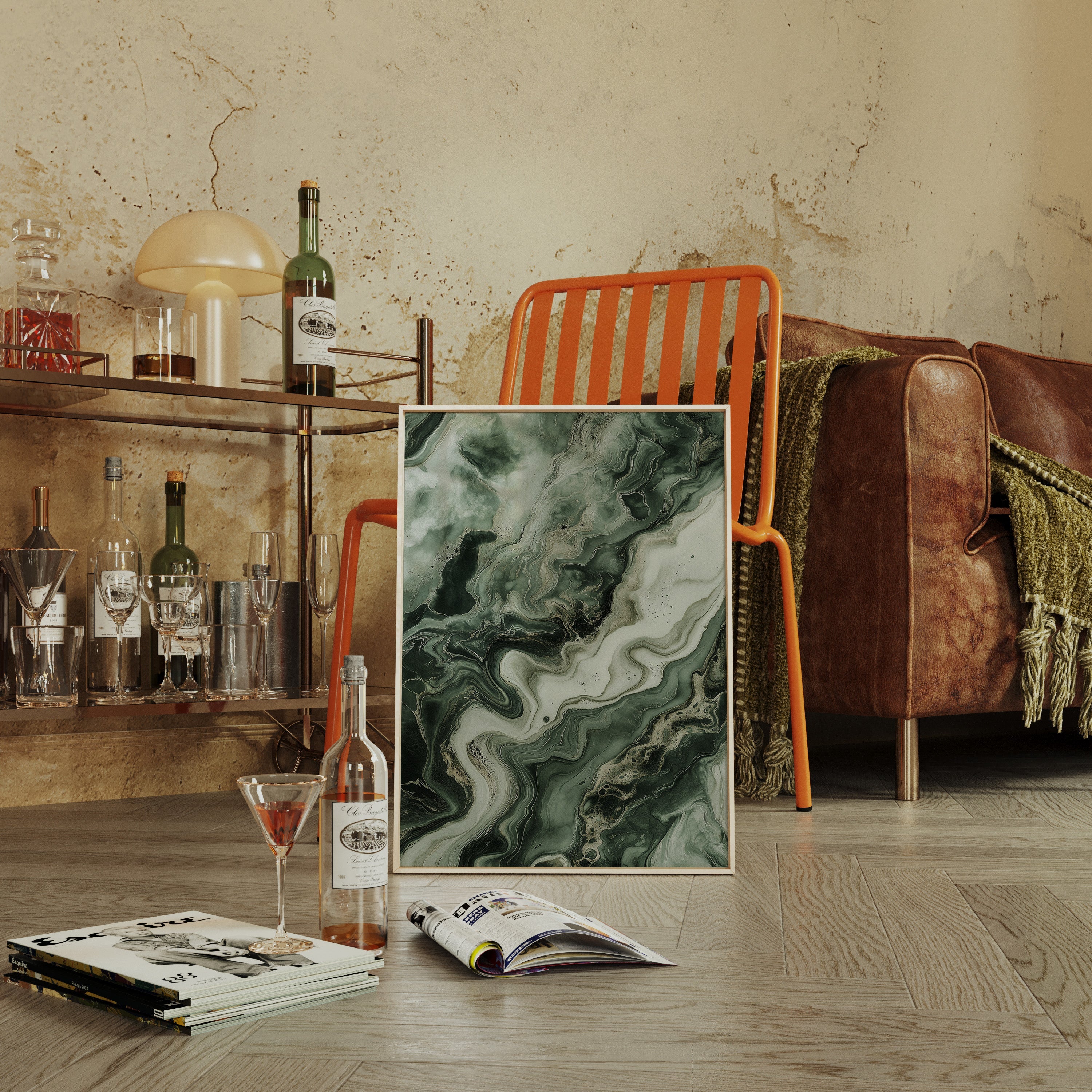 "Emerald Dreams" - Abstract Green Marble Art Print