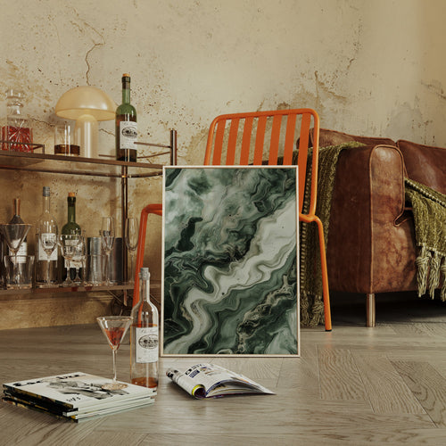 "Emerald Dreams" - Abstract Green Marble Art Print