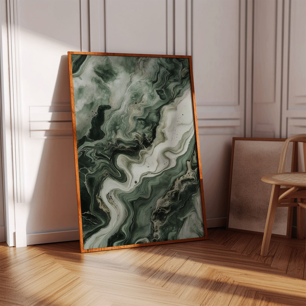 "Emerald Dreams" - Abstract Green Marble Art Print