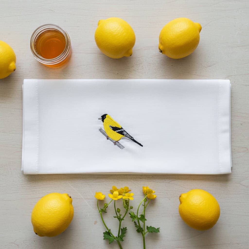 100% Cotton Tea Towels with Bird Embroidery - Kitchen Towels