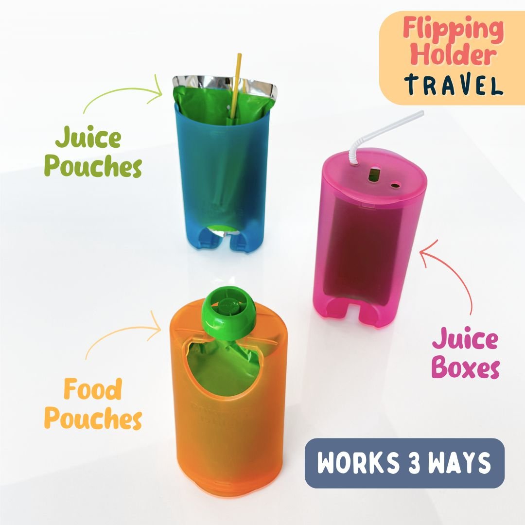 Flipping Holder TRAVEL - food pouch and juice box holder, fits cup holders - Shop Avnu