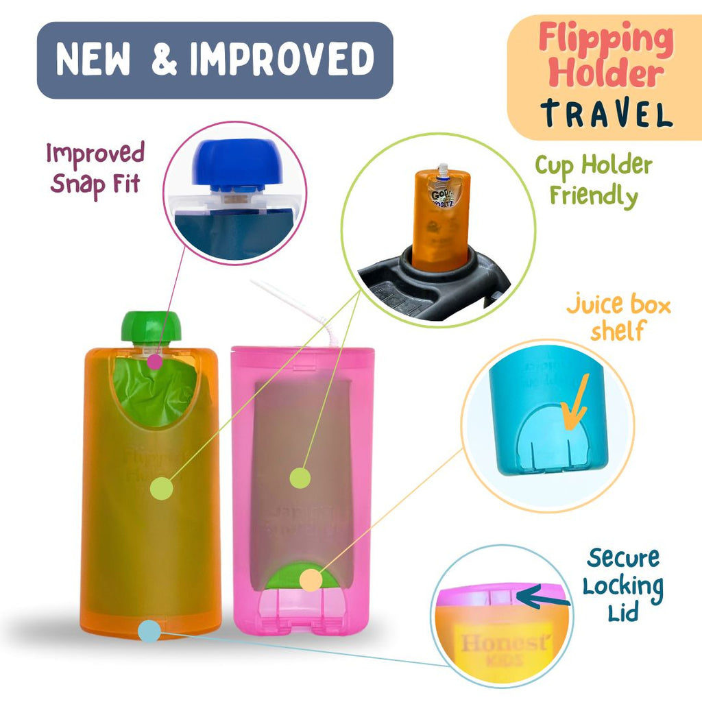 Flipping Holder TRAVEL - food pouch and juice box holder, fits cup holders - Shop Avnu