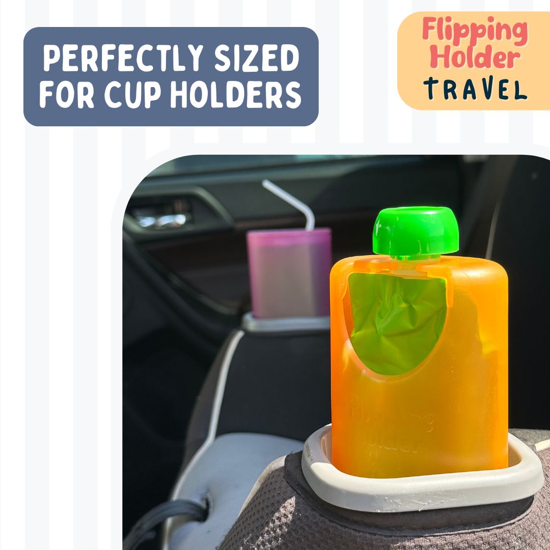 Flipping Holder TRAVEL - food pouch and juice box holder, fits cup holders - Shop Avnu