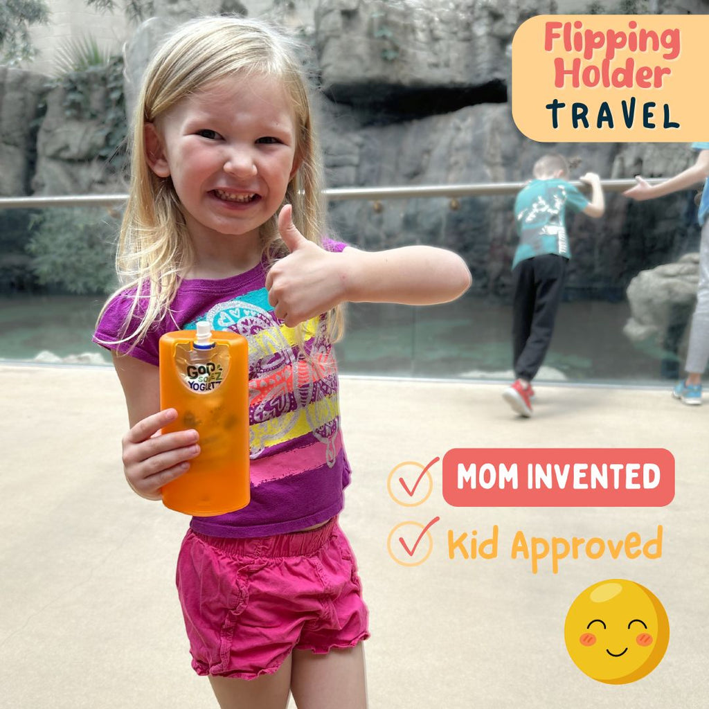 Flipping Holder TRAVEL - food pouch and juice box holder, fits cup holders - Shop Avnu