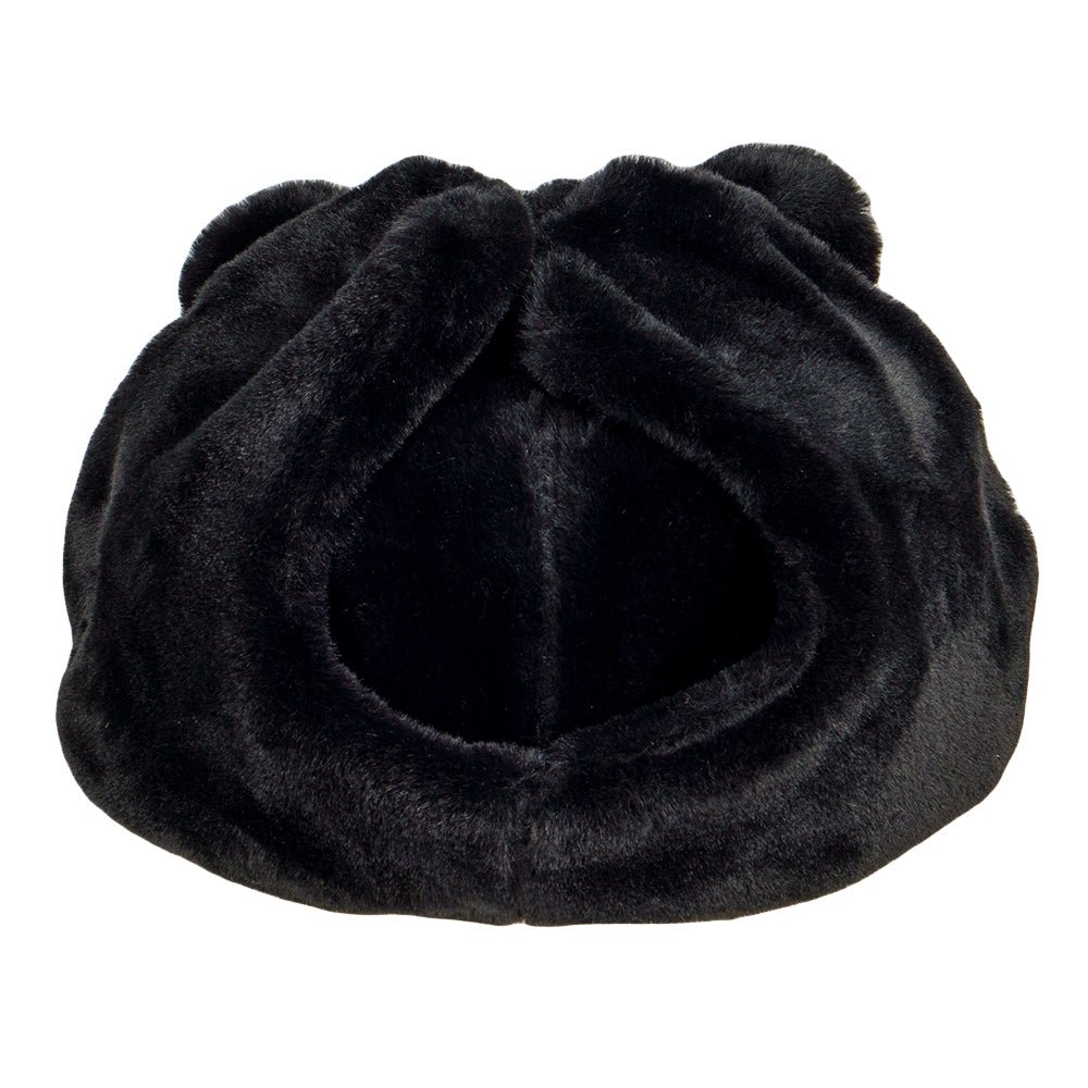 Black Bear Fur Earflap Fitted Hat - Shop Avnu