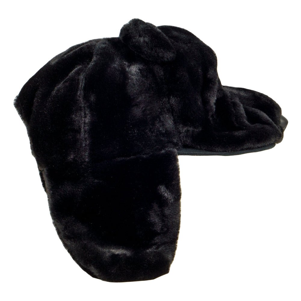 Black Bear Fur Earflap Snapback Hat - Shop Avnu