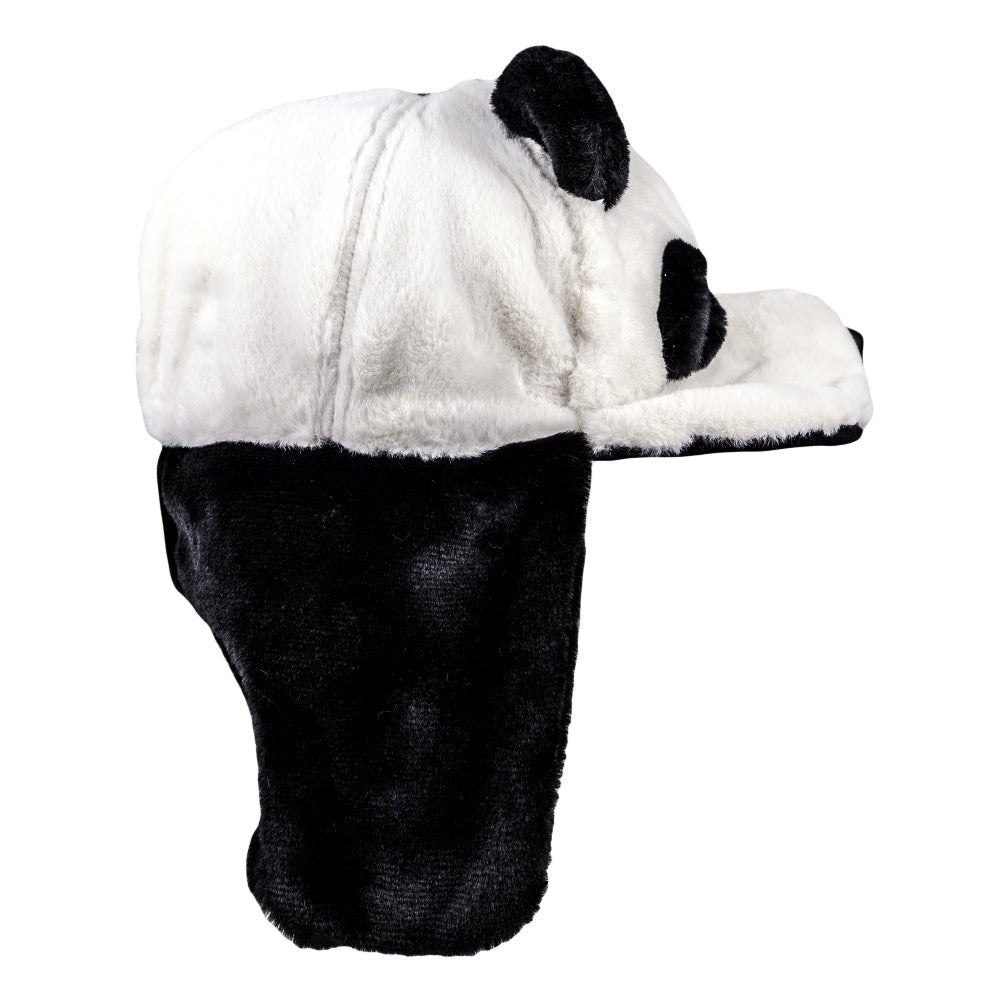 Panda Bear Fur Earflap Fitted Hat - Shop Avnu