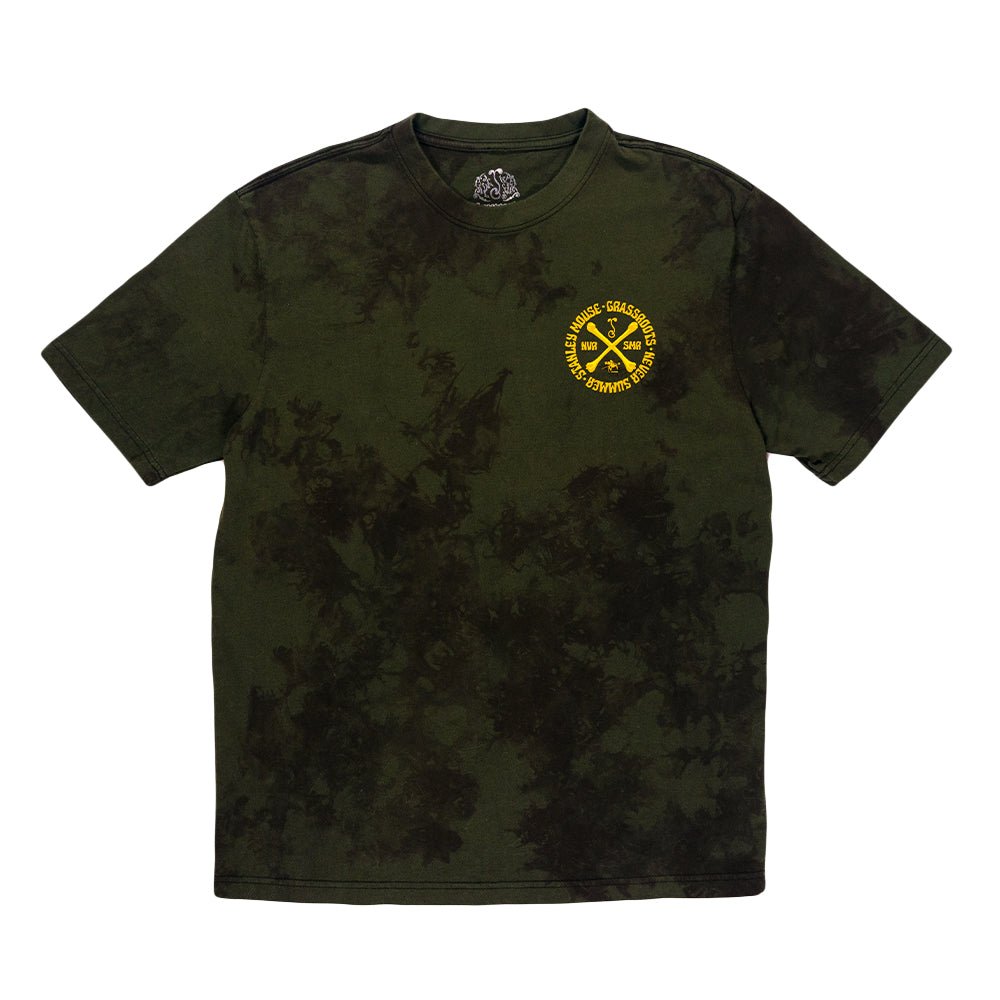 Stanley Mouse Mandolin Jester Never Summer Green Dyed T Shirt - Shop Avnu