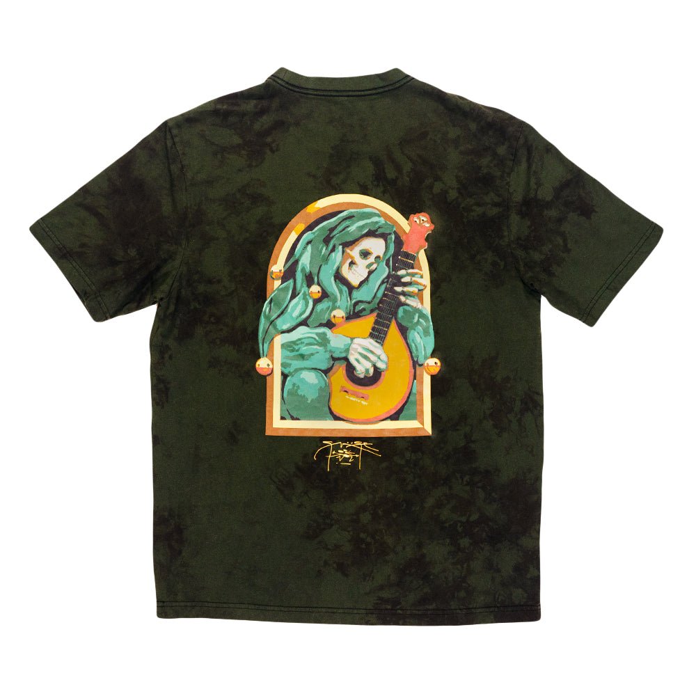 Stanley Mouse Mandolin Jester Never Summer Green Dyed T Shirt - Shop Avnu