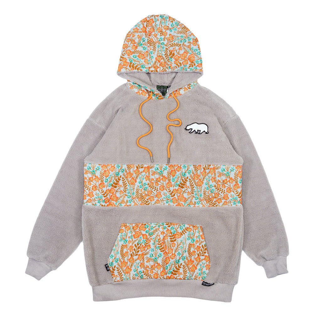 Removable Bear Floral Sherpa Tall Pullover Hoodie - Shop Avnu