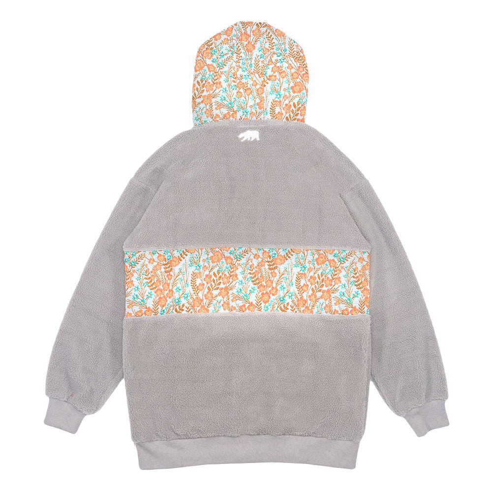 Removable Bear Floral Sherpa Tall Pullover Hoodie - Shop Avnu