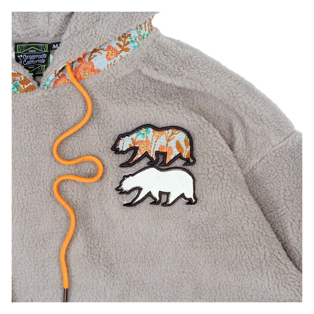 Removable Bear Floral Sherpa Tall Pullover Hoodie - Shop Avnu