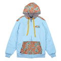 Removable Bear Floral Blue Zip Up Hoodie - Shop Avnu