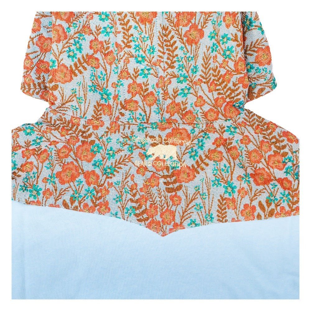 Removable Bear Floral Blue Zip Up Hoodie - Shop Avnu