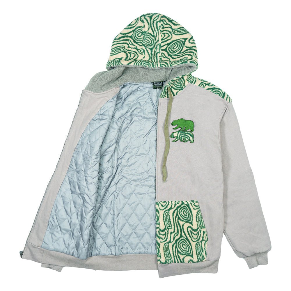 Removable Bear Green Fur Zip Up Hoodie - Shop Avnu