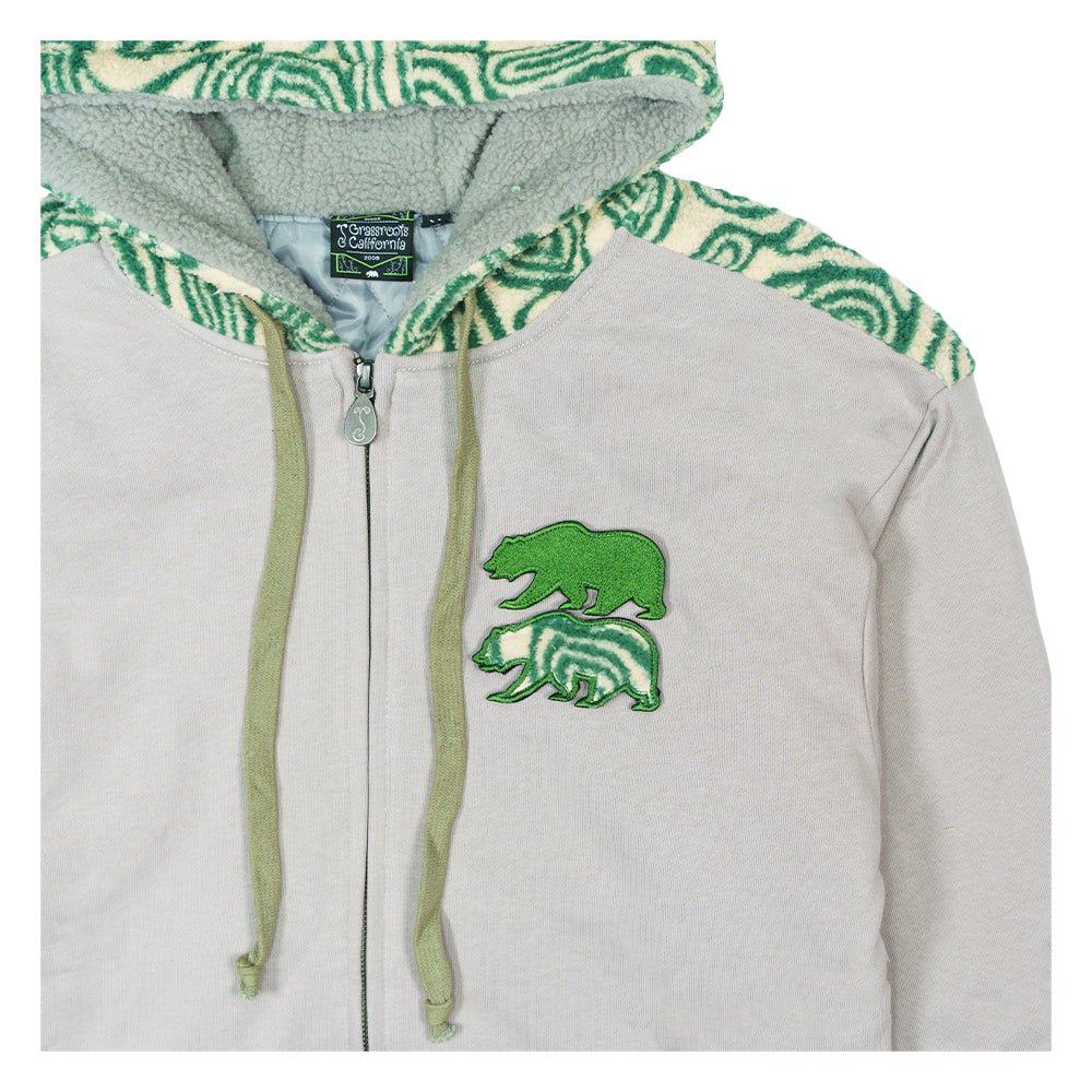 Removable Bear Green Fur Zip Up Hoodie - Shop Avnu