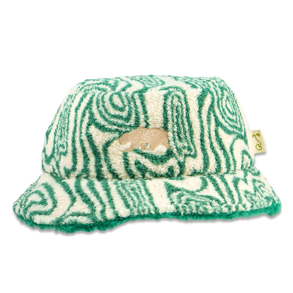 Bear Collection Green Fur Reversible Bucket Hat - Shop Avnu
